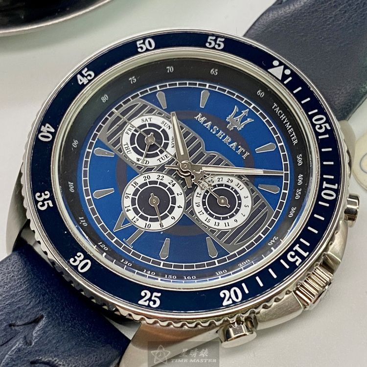 MASERATI手錶,編號R8851101002,46mm寶藍錶殼,寶藍錶帶款◉20A004